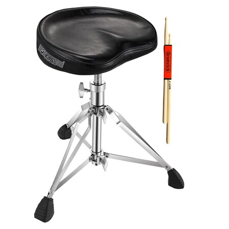 5 Core 5 Core Drum Throne Height Adjustable Heavy Duty Guitar Stool Thick Padded Comfortable Drummer Chair DS CH BLK SDL HD
